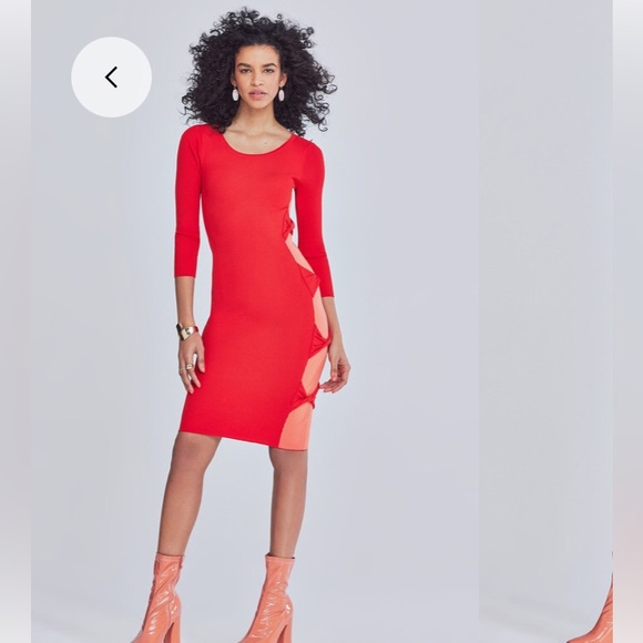 Gabrielle Union New York and Co. Red Orange body con midi sweater dress  XXL - Picture 1 of 12